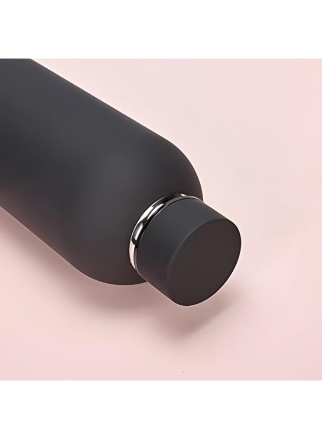 زجاجة مياه عصرية من الفولاذ المقاوم للصدأ معزولة بتفريغ الهواء بجدار مزدوج، سعة 500 مل - أسود - Image 3